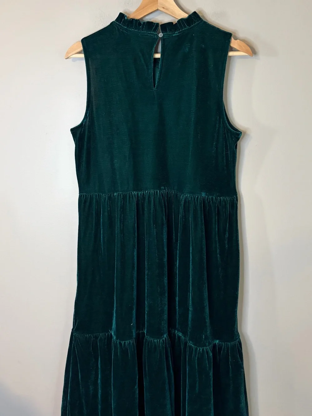 J crew Sleeveless Velvet Tiered Dress in Emerald Green 8